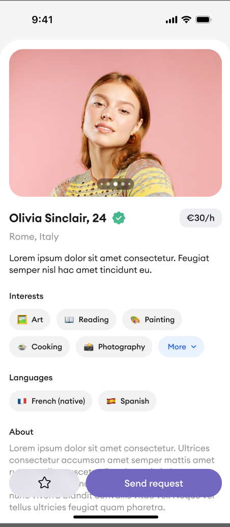 Guide profile screen